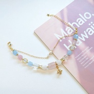 1KM溫柔治癒系•雙色摩根石粉晶柱手鍊