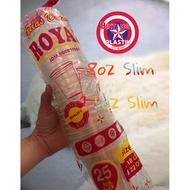 ROYAL TEN TEN CUP 18oz 22 oz SLIM FLAT THICK Plastic CUP FOOD GRADE HALALBENING contents 25 pcs Disp