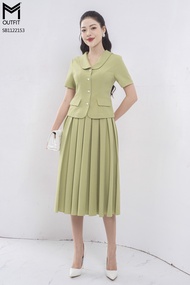 Set bộ áo ký giả + chân váy dập ly hộp