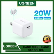 Củ sạc nhanh điện thoại UGREEN 70572 CD249 20W cổng tiếp nối USB Type C Chân cắm US gập gọn Chính Hã