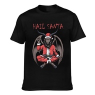 Summer Fashion Tee Christmas Hail Santa Satanism Goat Baphomet Atheist Satan Cotton Men Tshirt