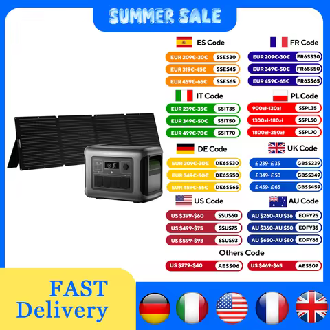 ALLPOWERS R1500 LITE Portable Power Station 1056Wh Solar Generator & Solar Panel 2×100W / 140W / 200
