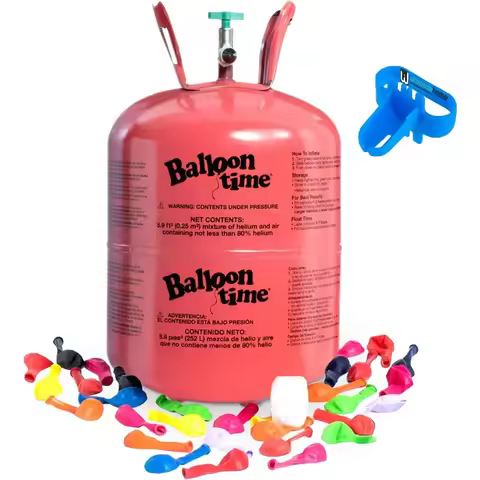 14.9 Cu Ft Helium Tank for Balloons Home Use - 50 Assorted Latex Balloons Curling Ribbon Balloon Tie