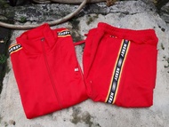 Jaket Tracktop Training Pants Set Nerdy warna Merah Logo Taped