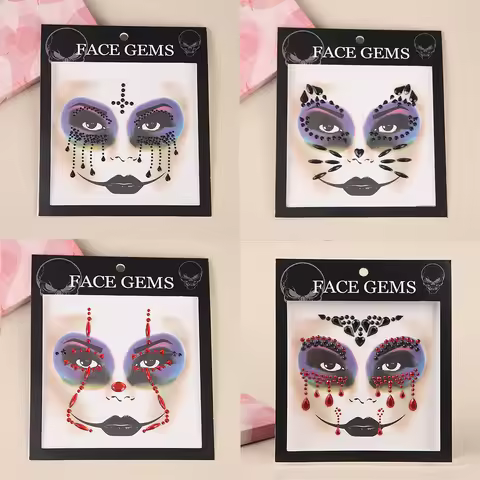 Halloween Terror Grimace 3D Colored Crystal Stickers Party Horror Gem Face Decorations Acrylic Drill