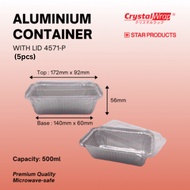 [READY STOCK]  4571-P ALUMINIUM FOIL TRAY WITH LIDS/ FOOD CONTAINER/ RECTANGLE/ 5 SET