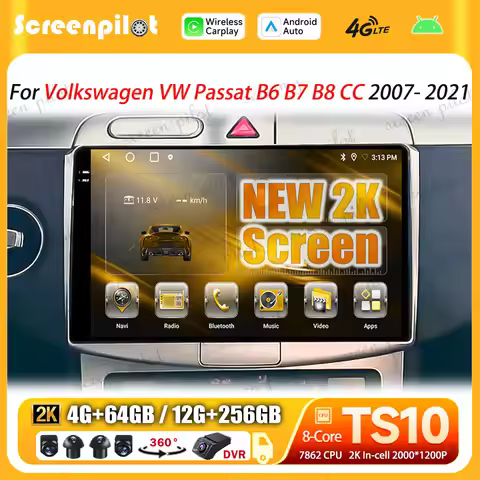 For Volkswagen VW Passat B6 B7 B8 CC 2007- 2021 Android 16 Car Radio Multimedia Video Player GPS Nav