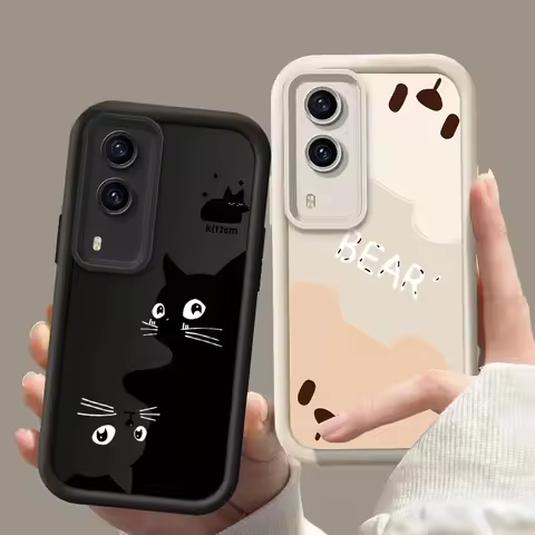 Cute Bear Cat Silicone Phone Case On For VIVO X100 X80 X70 X90 X60 X50 X21 A Pro S17 S16 S12 S10 S15