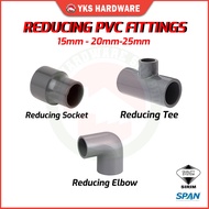 REDUCING PVC FITTINGS -  PVC Connector - 15mm-20mm-25mm - Socket/Tee/Elbow - HIGH QUALITY(SPAN)