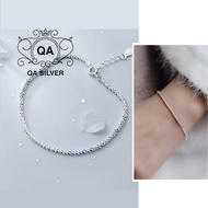 Vòng tay bạc 925 xù lắc nữ sequin trơn kim tuyến S925 TWIST QA SILVER Bracelet BR190702