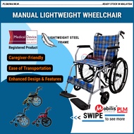 MOBILIS/PLM Manual Steel Lightweight Wheelchair Series - Foldable Wheelchair Lightweight for Travel, Kerusi Roda Ringan