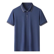 M-5XL Summer Ice Silk Mesh Collar T Shirt Korean Plus Size Business Casual Short Sleeve Polo Shirt Men