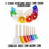 HAND BELL 8 NOTES COLORFULL MUSICAL INSTRUMENT (DIATONIC METAL BELLS SET)