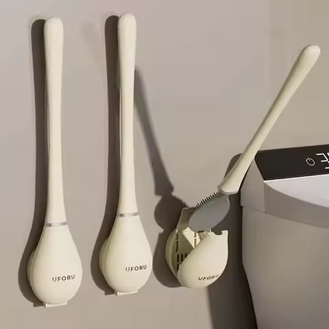 1pcs Bathroom Cleaner Wall-Mounted Toilet Cleaner Brush Deep Cleaner No Dead Ends with Base for Bath