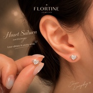 Heart Wing Stud Earrings Women S999 Silver Pin CZ Hypoallergenic Non Tarnish Gift FLORTINE