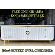 PROMO!!! Bufet Tv Oval Credenza Tinggi 60cm / Bufet Serbaguna / Meja Tv / Rak Tv
