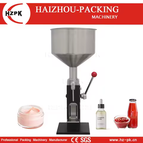 HZPK Hot Sale Stainless Steel Black Cheap Paste Liquid Small Packing Handle Manual Fillling Machine 