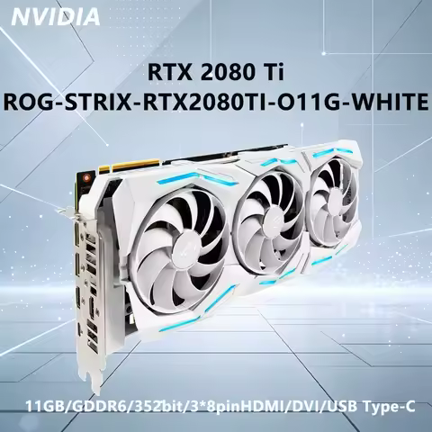 ASUS NVIDIA RTX 2080 Ti 11GB GDDR6 352bit ROG STRIX RTX2080TI O11G WHITE graphics card HDMI DP USB T