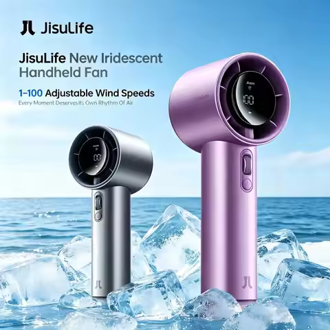 JISULIFE Pro1S 2025 Handheld Turbo Fan 5000mAh 100 Speed 18W Type-C Fast Charge Digital Display Port