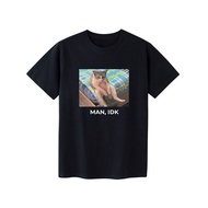 Man IDK Funny Cat Meme Graphic T-Shirt Men Women Fashion Punk T-shirts Summer Short-sleeved Loose Ca