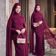 HIJABISTAHUB NAURAH DRESS Muslimah plain chiffon drape long dress bridesmaid tunang dinner elegant