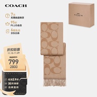 蔻驰（COACH）【品牌直供】女士经典LOGO印花C纹流苏围巾拼色CU807CAM