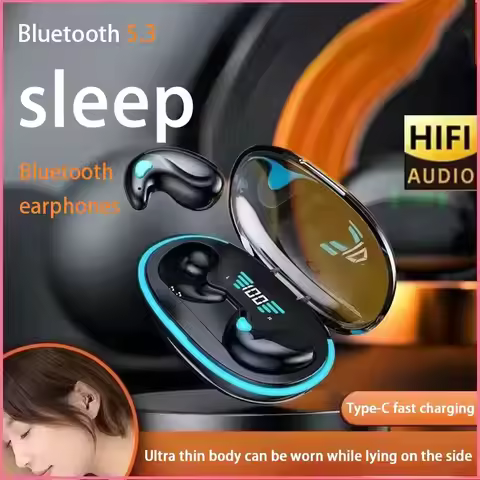 X55 Invisible Sleep Wireless Earphone TWS Bluetooth 5.3 Headphones Hidden Earbuds IPX5 Waterproof No
