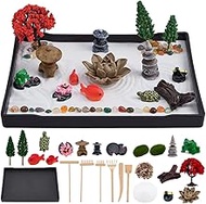 WEBEEDY Japanese Mini Zen Sand Garden Kit Box for Desk Decor, Beautiful Japanese Sandbox Decor Gift 