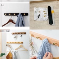 實木掛衣鈎一排長條門後收納壁掛免打孔牆壁掛式鈎置物架牆上掛架
