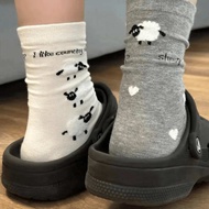 socks women winter socks long socks women Socks for Women - Flocked Lamb Design Mid-Tube Socks | Ear