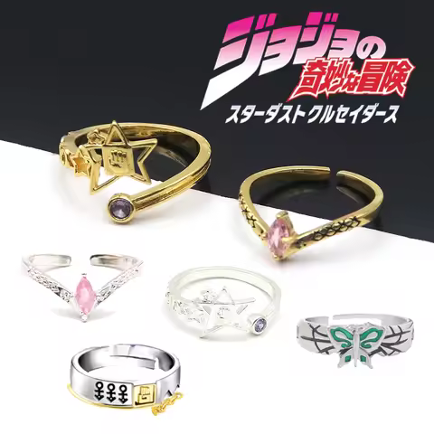 Anime Rings Narciso Anasui Kujo Jotaro Cosplay Metal Adjustable Rings For Women Men Jewelry Gift
