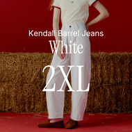 chuuchop(XS-2XL) Kendall Barrel Jeans กางเกงยีนส์ขายาวทรงบอลลูน ป้ายหนังกลับ(C8417)