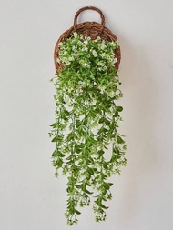 1入人工掛植物,鈴蘭藤假葉裝飾室內和室外,假葉綠色裝飾物適用於客廳廚房陽台花園臥室農舍