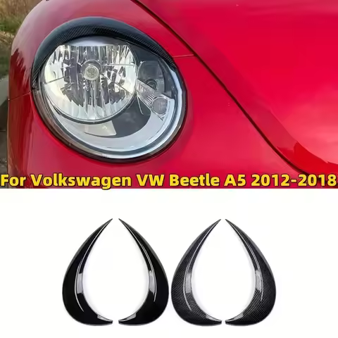 Glossy Black Front Headlight Eyebrows For Volkswagen For Beetle 2012-2018 1Pair Headlamp Eyelid Cove