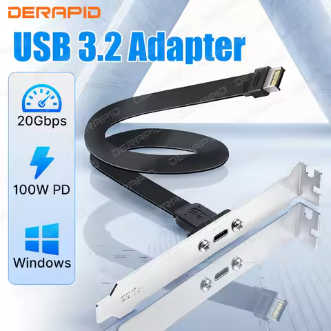 USB 3.2 Front Panel Header Type-E To USB-C Type C Female Connector 100W PD Extension Wire Cable +Pan