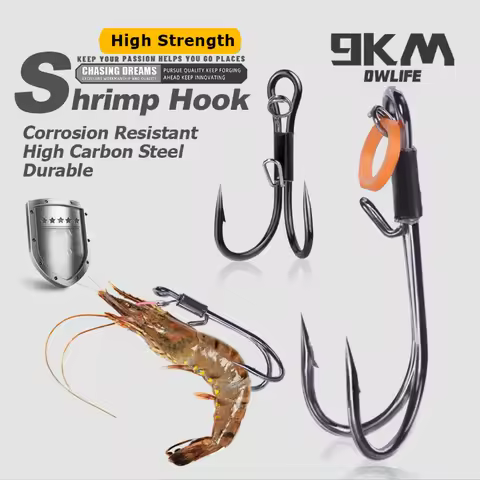 9KM 10Pcs Double Hook Live Shrimp Hooks Live Shrimp Holder Hook High Strength Corrosion Resistant fo