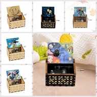 BLISS Hand-cranked Music Box, Color Printing Wood Howl's Moving Castle Music Box, Music Box Decorati