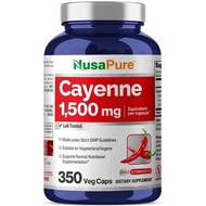 NusaPure Cayenne Pepper 1500mg Per Caps, 350 Veggie Capsules, Vegetarian, Non-GMO, Gluten-Free