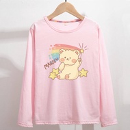 Blouse Kids Girl 8 12 Years Old T Shirt for Teen Girl Moisture Wicking Girls Long Sleeve T-shirt Cartoon Little Bear Print Unisex Basic Design Baju Kanak Kanak Perempuan 9 _12 Tahun 亲子装