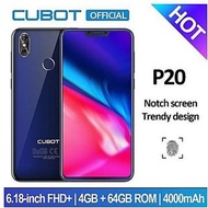 🈹、全新貨品、Cubot P20、 6.18 吋凹口螢幕(4GB+64GB) 4000mAh 13MP + 20MP 指紋 4G 智慧型手機、藍色、實物圖片