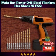 MATA Drill Bit Power Drill Steel Titanium Hex Shank 13 PCS