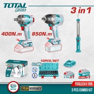 TOTAL Li-ion 2Pcs Impact Wrench Kit (450NM & 850NM) + Battery + Charger + Impact Socket (10Pcs) + Wo
