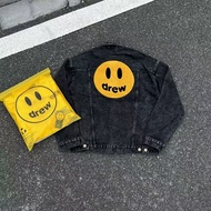 Drew houes Smiley Big Smiley Face Flocking logo Couple Style Denim Denim Jacket