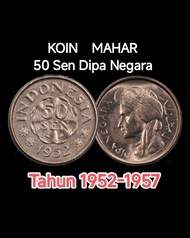 Koin 50 Cent Diponegoro 50 Sen Dipanegara 1952-1957 Souvenir Koleksi Mahar Coin Logam Bekas Lama Ant