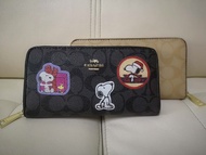ReadyStock 🇲🇾  Korean Women Wallet C0ach X Peanuts Long Zip Around Wallet