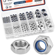 175 Piece Locking Nut and Hex Nut Set Metric Nylon Embedded Locking Nut and Hex Nut Set