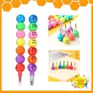 Kids Cute 7Colors Emoji Bullet Round Stacking Crayon Pencil Kids Fun Rainbow Color Non Sharpening Pe