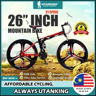 UtanKing™ 26” Inch Wheel 21 Speed Gear Mountain Bikes Double Suspension MTB Road Bike Disc Brake Bicycle Basikal Gunung