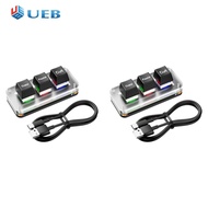 RGB Mini Cut Copy Paste คีย์บอร์ด3ปุ่ม USB ประเภท C แป้นพิมพ์เชิงกลสำหรับเล่นเกม