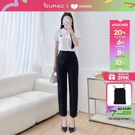 Quần tây nữ ống đứng cơ bản có hai túi xéo màu đen vải chéo nhật mềm mịn thời trang GUMAC QF07021